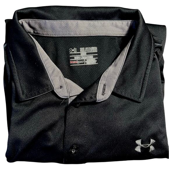 Under Armour Men's 3XL Loose Couple Lache Heatgear Polo Golf Black Short Sleeve - Picture 1 of 8